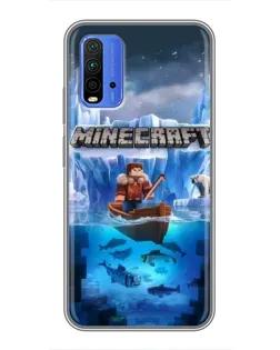 Чехол для Xiaomi Redmi 9T с картинкой «Minecraft ледяной мир»