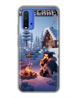 Чехол для Xiaomi Redmi 9T с картинкой «Зимний Minecraft»