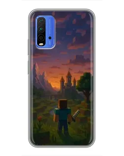 Чехол для Xiaomi Redmi 9T с картинкой «Стив у башни»