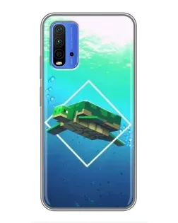 Чехол для Xiaomi Redmi 9T с картинкой «Черепаха Minecraft»
