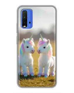 Чехол для Xiaomi Redmi 9T с картинкой «Пара единорогов»