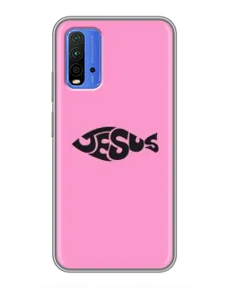 Чехол для Xiaomi Redmi 9T с картинкой «Розовый символ  Jesus»