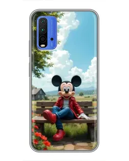 Чехол для Xiaomi Redmi 9T с картинкой «Микки на скамейке»