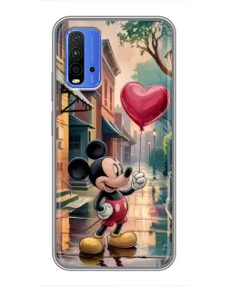 Чехол для Xiaomi Redmi 9T с картинкой «Микки и шарик-сердце»
