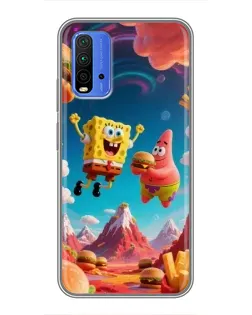 Чехол для Xiaomi Redmi 9T с картинкой «Космический фастфуд»