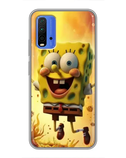 Чехол для Xiaomi Redmi 9T с картинкой «Губка Боб прыгает»