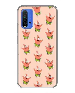 Чехол для Xiaomi Redmi 9T с картинкой «Патрик Стар паттерн»