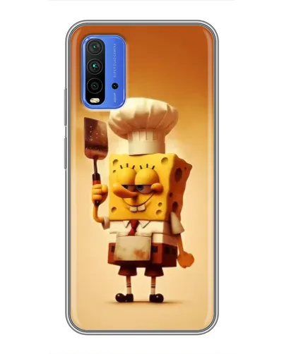 Чехол для Xiaomi Redmi 9T с картинкой «Губка Боб повар»
