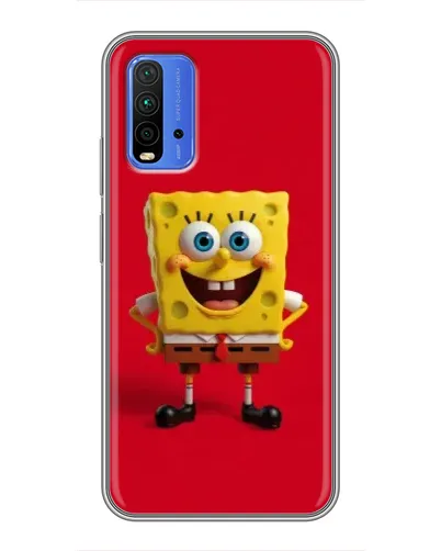 Чехол для Xiaomi Redmi 9T с картинкой «Спанч Боб на красном»