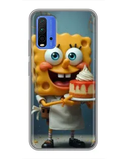 Чехол для Xiaomi Redmi 9T с картинкой «Повар Спанч Боб»