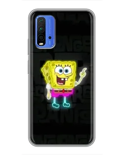 Чехол для Xiaomi Redmi 9T с картинкой «Неоновый Губка Боб»