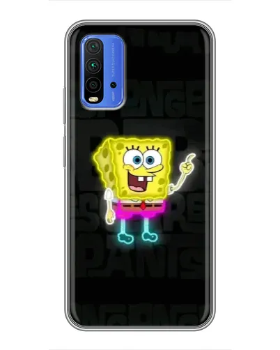 Чехол для Xiaomi Redmi 9T с картинкой «Неоновый Губка Боб»