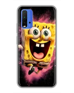 Чехол для Xiaomi Redmi 9T с картинкой «Взрывной Спанч Боб»