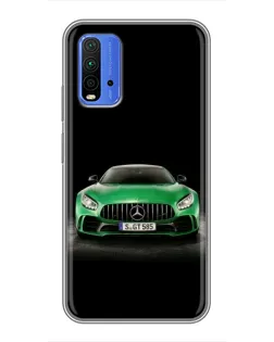 Чехол для Xiaomi Redmi 9T с картинкой «Mercedes — неоновый лого»