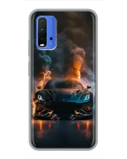 Чехол для Xiaomi Redmi 9T с картинкой «Lamborghini дымная эстетика»