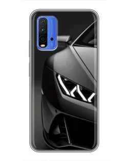 Чехол для Xiaomi Redmi 9T с картинкой «Lamborghini фары детализация»