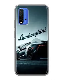 Чехол для Xiaomi Redmi 9T с картинкой «Классическая надпись Lamborghini»