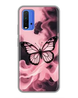 Чехол для Xiaomi Redmi 9T с картинкой «Бабочка в дыму»