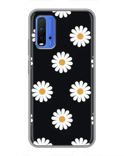 Чехол для Xiaomi Redmi 9T с картинкой «Ромашки на черном»