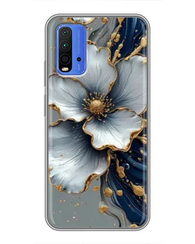 Чехол для Xiaomi Redmi 9T с картинкой «Белый цветок и золотой флюид» Чехол для Xiaomi Redmi 9T с картинкой «Белый цветок и золотой флюид»