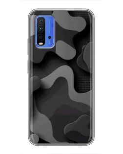 Чехол для Xiaomi Redmi 9T с картинкой «Темный абстрактный камуфляж»