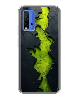 Чехол для Xiaomi Redmi 9T с картинкой «Салатовый разлом скалы»