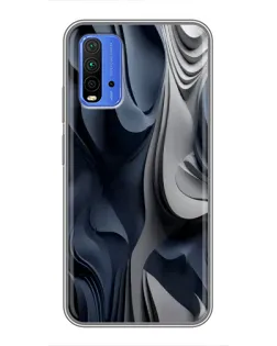 Чехол для Xiaomi Redmi 9T с картинкой «Объемные синие складки»