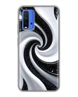 Чехол для Xiaomi Redmi 9T с картинкой «Черно-белая спираль»