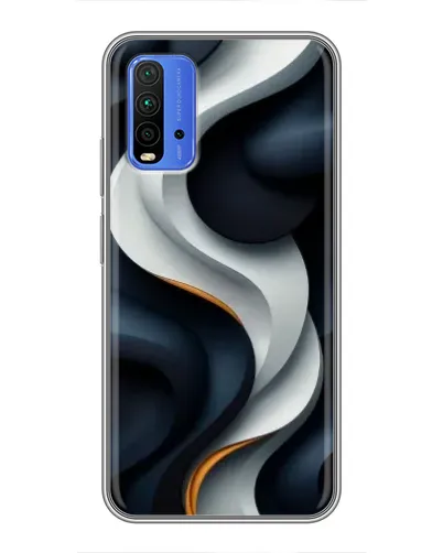Чехол для Xiaomi Redmi 9T с картинкой «Объемные черно-белые ленты» Чехол для Xiaomi Redmi 9T с картинкой «Объемные черно-белые ленты»