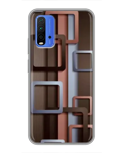 Чехол для Xiaomi Redmi 9T с картинкой «Коричневые объемные квадраты» Чехол для Xiaomi Redmi 9T с картинкой «Коричневые объемные квадраты»