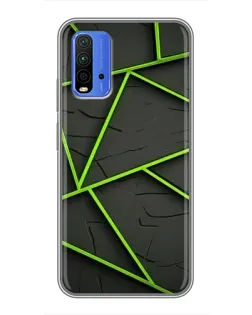 Чехол для Xiaomi Redmi 9T с картинкой «Зеленые геометрические линии»