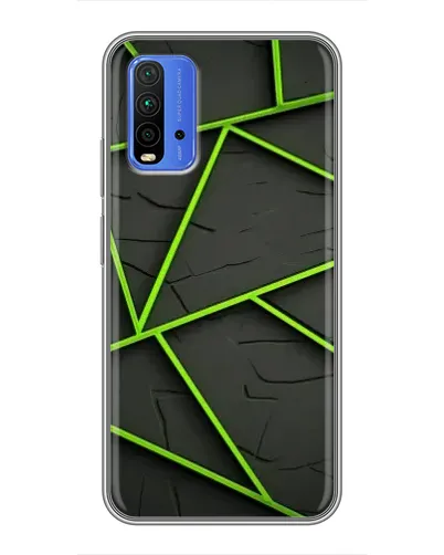 Чехол для Xiaomi Redmi 9T с картинкой «Зеленые геометрические линии» Чехол для Xiaomi Redmi 9T с картинкой «Зеленые геометрические линии»