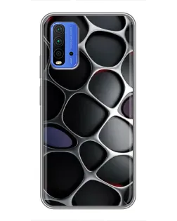 Чехол для Xiaomi Redmi 9T с картинкой «Объемная темная решетка»