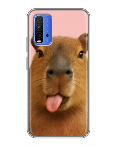 Чехол для Xiaomi Redmi 9T с картинкой «Капибара с языком»