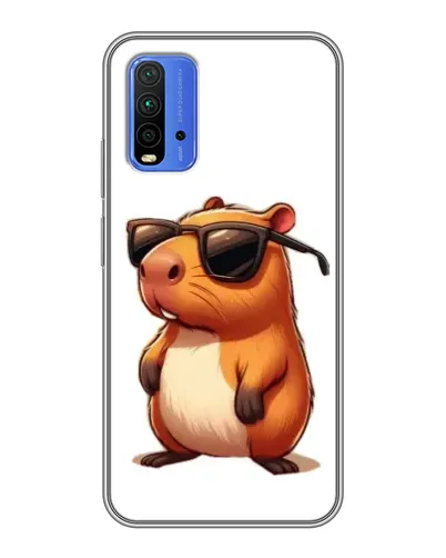 Чехол для Xiaomi Redmi 9T с картинкой «Капибара в очках»