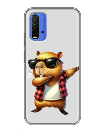 Чехол для Xiaomi Redmi 9T с картинкой «Капибара рэпер даб»