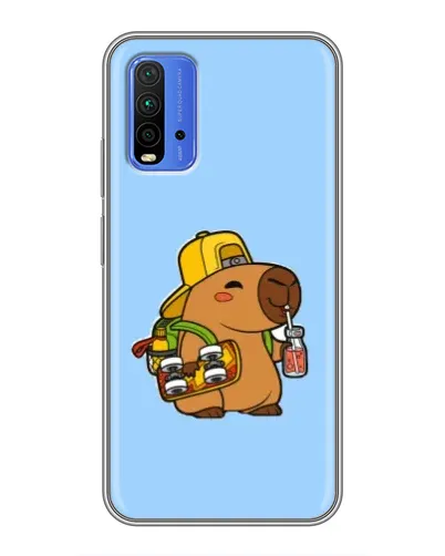 Чехол для Xiaomi Redmi 9T с картинкой «Капибара на скейте»