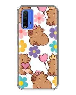 Чохол для Xiaomi Redmi 9T з картинкою «Квітковий паттерн капібар» Чохол для Xiaomi Redmi 9T з картинкою «Квітковий паттерн капібар»