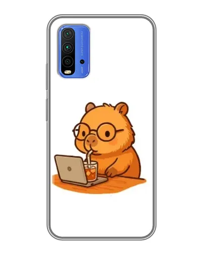 Чехол для Xiaomi Redmi 9T с картинкой «Капибара с ноутбуком»