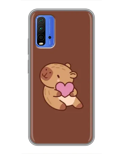 Чехол для Xiaomi Redmi 9T с картинкой «Капибара с сердцем»