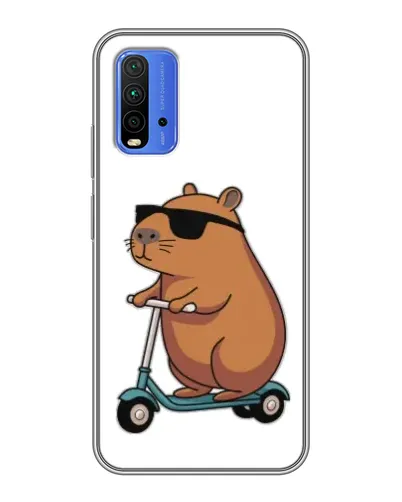 Чехол для Xiaomi Redmi 9T с картинкой «Капибара на самокате»