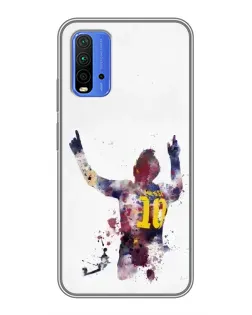 Чехол для Xiaomi Redmi 9T с картинкой «Акварельный Месси Барселона»