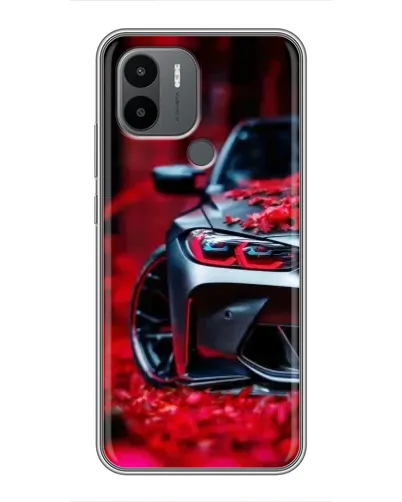 Чехол для Xiaomi Redmi A1 Plus с картинкой «Спортивная BMW и цветы»