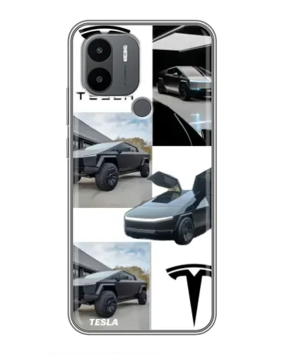 Чехол для Xiaomi Redmi A1 Plus с картинкой «Коллаж Cybertruck Tesla»