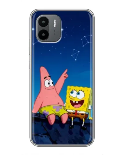 Чехол для Xiaomi Redmi A1 с картинкой «Губка Боб и Патрик ночью»