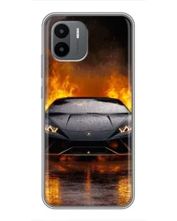 Чехол для Xiaomi Redmi A1 с картинкой «Lamborghini в огне»