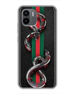Чехол для Xiaomi Redmi A2 с картинкой «Gucci — змея на полосе» Чехол для Xiaomi Redmi A2 с картинкой «Gucci — змея на полосе»