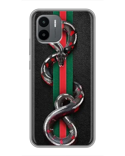 Чехол для Xiaomi Redmi A2 с картинкой «Gucci — змея на полосе» Чехол для Xiaomi Redmi A2 с картинкой «Gucci — змея на полосе»