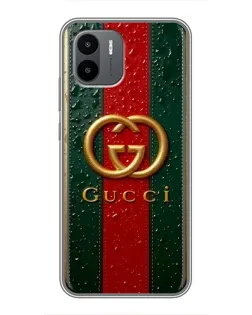 Чехол для Xiaomi Redmi A2 с картинкой «Gucci — фирменная полоса и золото» Чехол для Xiaomi Redmi A2 с картинкой «Gucci — фирменная полоса и золото»