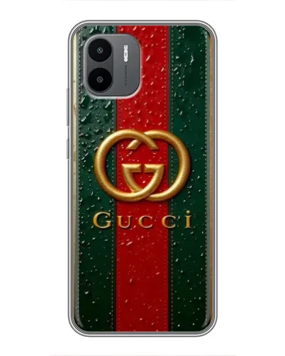 Чехол для Xiaomi Redmi A2 с картинкой «Gucci — фирменная полоса и золото» Чехол для Xiaomi Redmi A2 с картинкой «Gucci — фирменная полоса и золото»